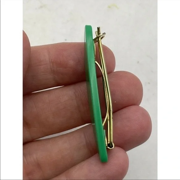 Vintage Hair Barrettes Clips Kelly Green 50s 70s 80s Retro - Picture 4 of 8